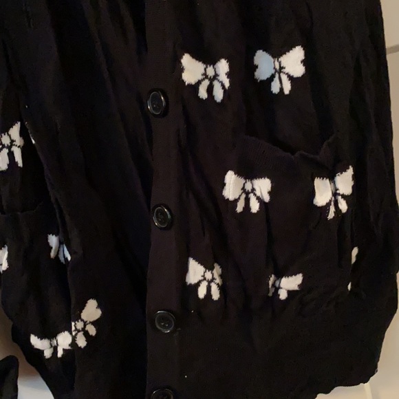 B&W bow design long cardigan - Picture 3 of 5